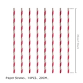Confezione da 10 cannucce di carta a spirale bianche e rosse da 20 cm per feste di compleanno - Cannuccia di carta / Confezione da 10