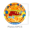 Set of 10 orange birthday paper plates with 9 inch diameter for party decorations - 23cm Paper Plate