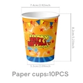 Detailed view of orange Dragon Ball themed paper cups with Happy Birthday text and dimensions - Paper Cup