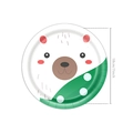Detail eines runden 7-Zoll-Einweg-Papptellers mit einem niedlichen weißen Bärenmotiv - Weihnachts Eisbär / 7"