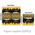 Detail von 20 Stück Congrats GRAD Servietten in Schwarz und Gold für die Abschlussfeier - Servietten - Schwarz Gold Abschluss / 20er Set