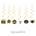 Detail der goldenen 2026 Abschlussfeier Spiralen mit Congrats Grad Hängedekorationen - Wirbel-Dekoration / 6er-Pack / Schwarz Abschluss