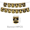 Detail-Set der 2026 Abschlussfeier-Banner mit goldenen Glitzerbuchstaben und schwarzem Design - Banner - Schwarz Gold Abschluss / 1 Stück