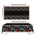 Neon Let's Glow party tablecloth 137x274cm for colorful disco birthday decorations - Neon Theme Tablecloth
