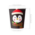 Detailed size chart for Christmas penguin paper cup with height and diameter measurements - Christmas Penguin / Paper Cups 10pcs
