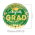 Detail von 9-Zoll grünen Abschlusstellern mit Congrats Grad Text und Goldfoliendekor - Pappteller - Grün Gold Abschluss / 9 Zoll 10 STK