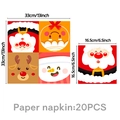Detail view of 20PCS Christmas napkins with dimensions 33cm and 16.5cm Santa designs - Christmas Characters / 20 Napkins