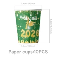Maßangaben für 10 Stück Einweg-Pappbecher in Grün zur Abschlussfeier 2026 - Pappbecher - Grün Gold Abschluss / 10er Pack