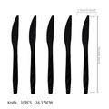 Set of 10 matte black plastic knives with anti-slip diamond pattern handle for party - Black Plastic Knife