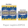 Blaue und goldene Abschluss-Servietten mit Congrats GRAD Text, 20 Stück, 33x33cm entfaltet - Servietten - Blau Gold Abschluss / 20er Set