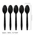 Set of 10 matte black plastic spoons with diamond textured handles for disco party supplies - Black Plastic Fork