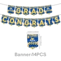 Detailansicht der blauen 2026 Abschluss-Banner mit goldener Glitzerschrift und Maßen - Banner - Blau Gold Abschluss / 1 Stück