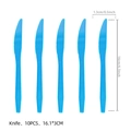 Set of 10 disposable blue plastic knives for baby shower gender reveal party supplies - Blue Plastic Knives