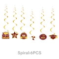 Detail von 6er Set Abschlussfeier Spiralen in Kastanienbraun und Gold mit Anhängern - Hängende Wirbel - Weinrot Gold Abschluss / 6er Set