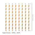 Set of 10 orange and white striped disposable paper straws for birthday party decoration - Striped Straw