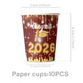 Detailansicht der 2026 Abschluss-Pappbecher mit Congrats-Schriftzug im 10er-Pack Set - Pappbecher - Weinrot Gold Abschluss / 10er Pack