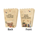 Front and back detail of vintage book-themed paper popcorn boxes for reading party decor - Popcorn Box (Retro Books)