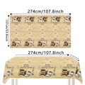 Detail of vintage book theme tablecloth with feather pen prints, 108x54 inches size - Tablecloth (Retro Books)