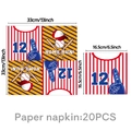 20 Baseball Servietten für Geburtstagsdeko mit Home-Run-Streifen und Schaumstofffinger - Stil 01 Servietten / 20er Set