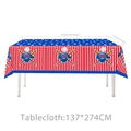 Baseball-Party-Tischdecke mit roten Streifen und blauen Sternen, Größe 137x274cm - Tischdecke Modell 01 / 137*274CM 1 Stück