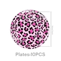 Assiettes en papier imprimé léopard rose, lot de 10 pour décoration de fête - Lot de 10 / 7"