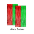 Rideaux de fête à franges métalliques rouge et vert pour décors de Noël festifs - Rideau de fils étincelants