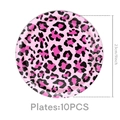 Assiettes de fête d'anniversaire imprimé léopard rose lot de 10 pièces de 23 cm - Lot de 10 / 9 Pouces