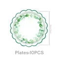 Vue détaillée des assiettes en papier eucalyptus de 18 cm pour décoration de fête - Assiette 7 Pouces (Feuille d'Eucalyptus)