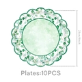 Détail d'assiettes en papier eucalyptus 9 pouces avec bordure ondulée et diamètre de 23cm - Assiette 9 Pouces (Feuille d'Eucalyptus)
