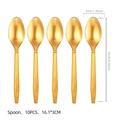 Set of 10 golden plastic spoons with diamond texture handles for leopard party theme - Gold Disposable Spoons