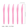 Set de 10 couteaux jetables en plastique rose pour fête à thème léopard 16cm - Couteaux Roses / Lot de 10