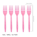Lot de 10 fourchettes jetables roses à thème léopard pour décoration d'anniversaire - Fourchettes Roses / Lot de 10