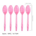 Lot de 10 cuillères jetables roses en plastique avec manche antidérapant pour fête - Cuillères Roses / Lot de 10
