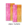 Pink and gold metallic fringe curtains for birthday party decor, 2 pieces set - Tinsel Curtain
