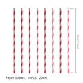 Pailles en papier jetables à rayures roses et blanches pour fêtes d'anniversaire - Paille en papier / Lot de 10