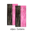 Rideaux à franges métalliques rose et noir pour décoration de fête d'anniversaire lot de 2 - Rideau de fils étincelants / 2 Pièces/Ensemble