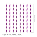Purple and white striped disposable paper straws for Day of the Dead party, 10 count - Purple Straws 10PCS