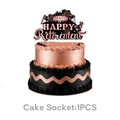 Décoration de gâteau Happy Retirement en or rose et noir pour fête de départ en retraite - Grand Cake Topper 1PC