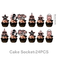 Détails de 24 décorations de gâteau de retraite en or rose avec divers icônes - Petits Cake Toppers 24PCS