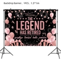 Detail of The Legend Has Retired backdrop banner in rose gold and black 1.5x1m - Backdrop Banner 1 Piece