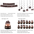 Rose gold retirement party set featuring banners, hanging swirls, and cake toppers dimensions - 4-Piece Set (Banner Spirals Cake Toppers)
