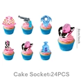 Détail du lot de 24 décorations de gâteau thème cowboy avec chapeaux et bottes à paillettes - Décorations pour cupcakes