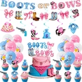 Détails du kit fête Gender Reveal Boots or Bows avec bannières et ballons thème denim - Set d'Accessoires de Décoration 5 Pièces