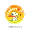 Set of 10 yellow Snoopy themed birthday party paper plates 18cm 7 inch diameter - 7-Inch Plates: 10 Pcs