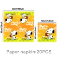 20PCS Snoopy theme birthday party paper napkins 33cm with Happy Birthday design - Napkins: 20 Pcs