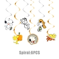 6-piece Snoopy and Woodstock spiral foil ceiling hangers for birthday party decor - Hanging Swirls: 6 Pcs