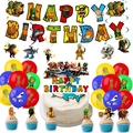 Set decorativo per compleanno con animali surreali, festoni e palloncini colorati - Set di Decorazioni da 5 Pezzi (Banner+Spirali+Palloncini+Topper)