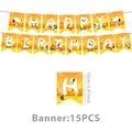 Snoopy Peanuts Happy Birthday banner set with 15 orange character flags 5.91 inch - Banner: 15 Pcs