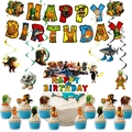 Set festa di compleanno creature mitiche con striscione, topper e decorazioni - Set di Decorazioni (Striscione/Spirali/Topper)