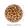 Piatti di carta usa e getta leopardati rossi 18 cm per compleanno, confezione da 10 - Piatti di carta piccoli